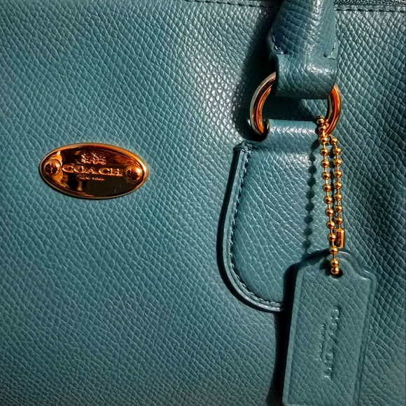 Coach Bennett Teal Pebbled Leather Crossbody Satchel - Picture 3 of 11